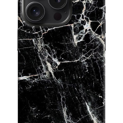 Black Marble Texture iPhone 15 Pro Hard Case Back Cover by Casekaro