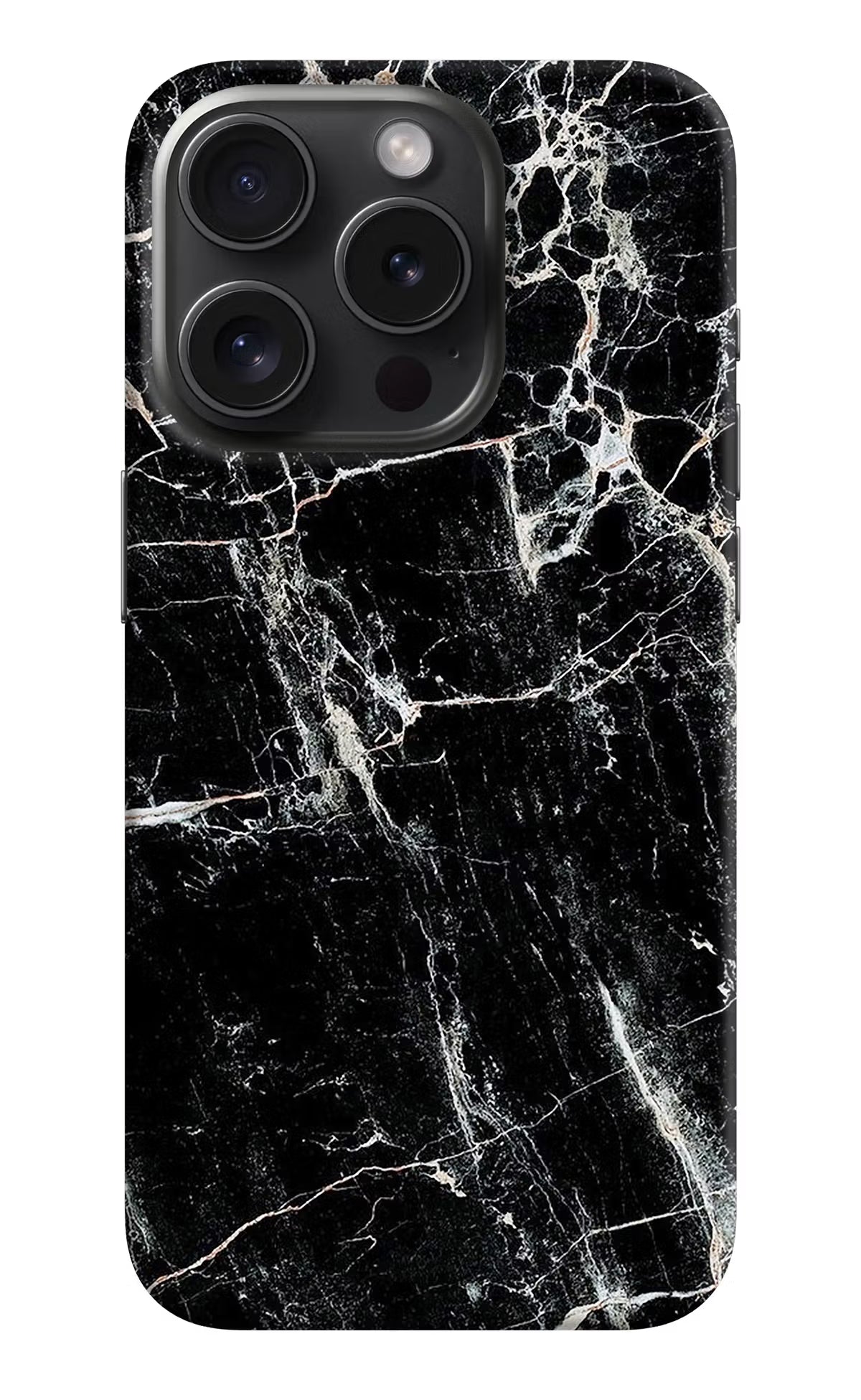 Black Marble Texture iPhone 15 Pro Hard Case Back Cover by Casekaro