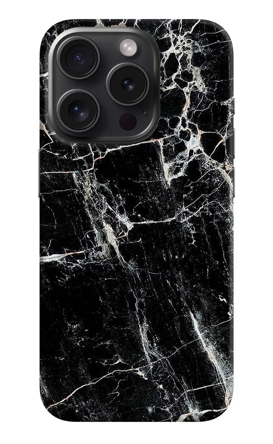 Black Marble Texture iPhone 15 Pro Hard Case Back Cover by Casekaro