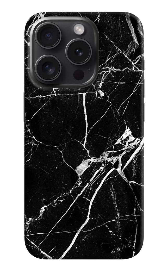 Black Marble Pattern iPhone 15 Pro Hard Case Back Cover by Casekaro