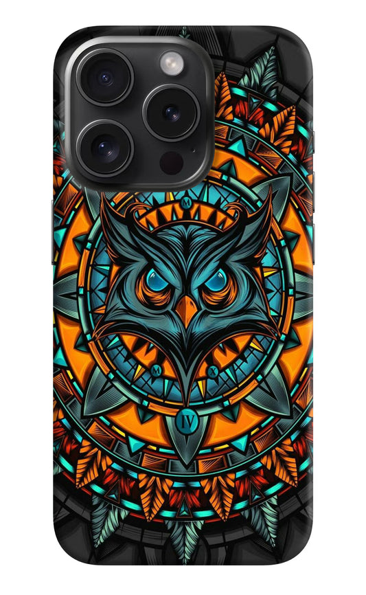 Angry Owl Art iPhone 15 Pro Hard Case Back Cover by Casekaro