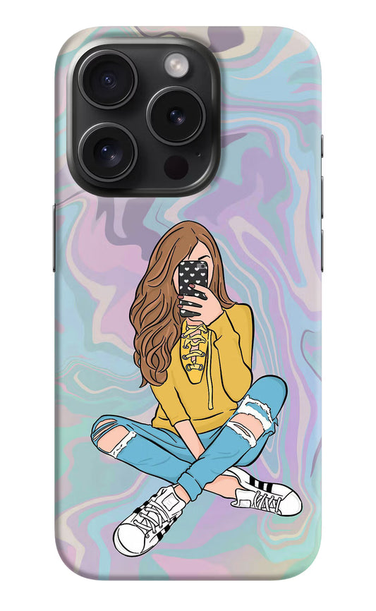 Selfie Girl iPhone 15 Pro Hard Case Back Cover by Casekaro