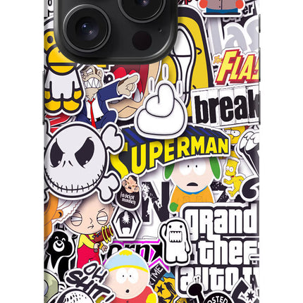 Sticker Bomb iPhone 15 Pro Hard Case Back Cover by Casekaro