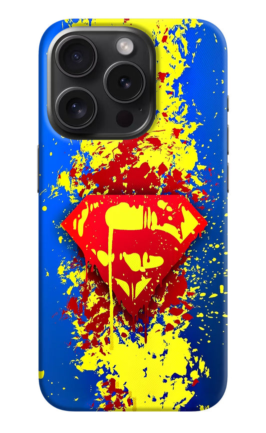 Superman logo iPhone 15 Pro Hard Case Back Cover by Casekaro