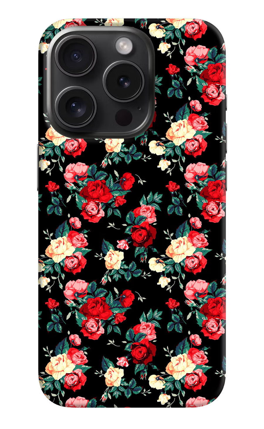 Rose Pattern iPhone 15 Pro Back Cover, Hard case