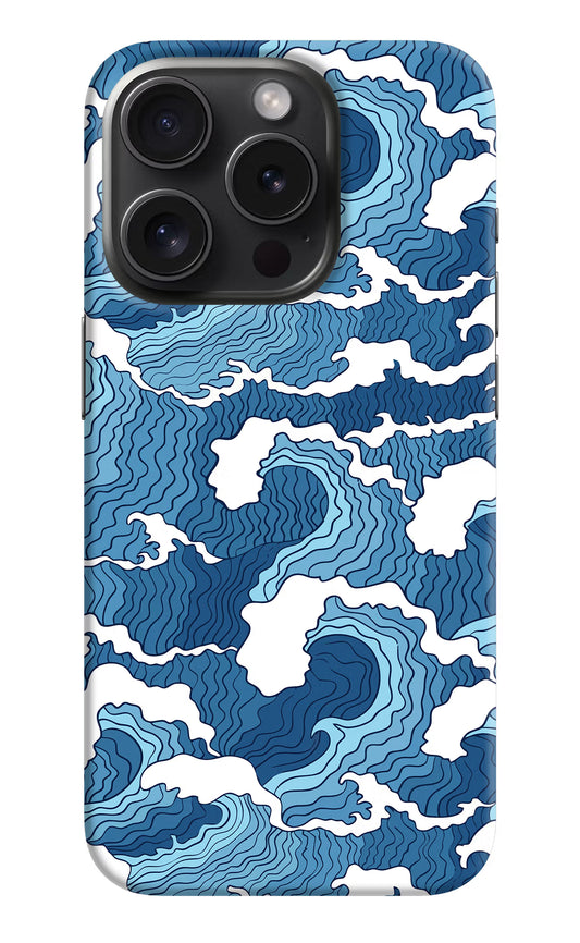 Blue Waves iPhone 15 Pro Hard Case Back Cover by Casekaro