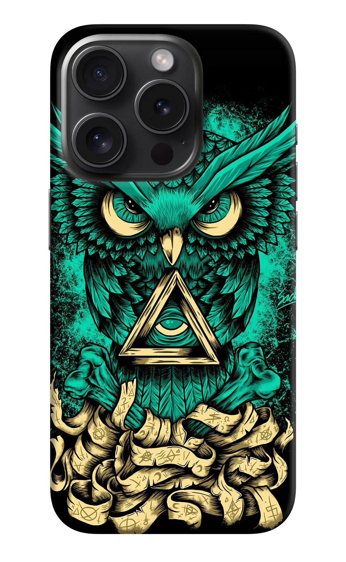 Green Owl iPhone 15 Pro Hard Case Back Cover by Casekaro