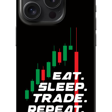 Eat Sleep Trade Repeat iPhone 15 Pro Hard Case Back Cover by Casekaro