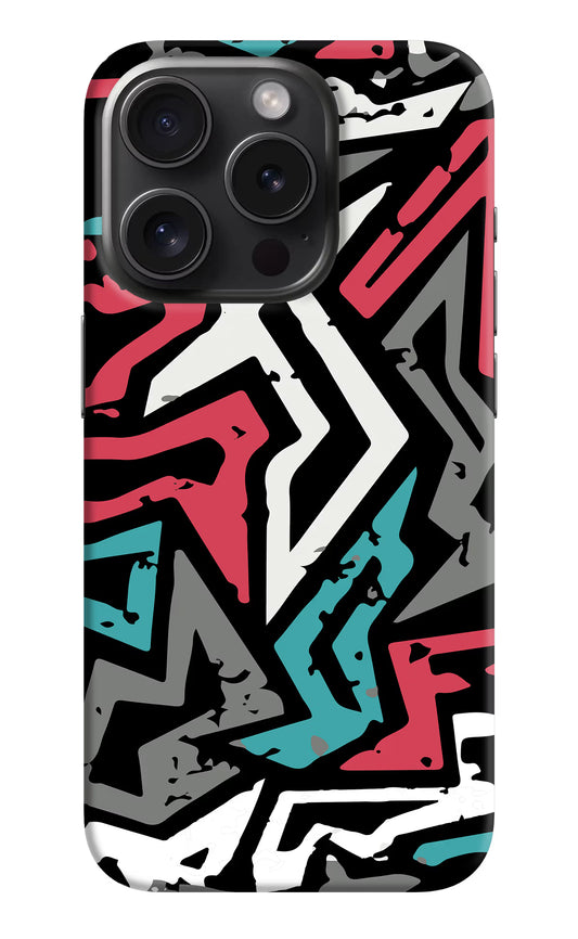 Geometric Graffiti iPhone 15 Pro Hard Case Back Cover by Casekaro