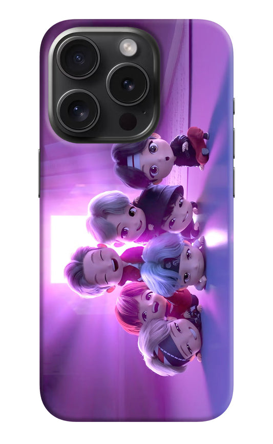 BTS Chibi iPhone 15 Pro Hard Case Back Cover by Casekaro