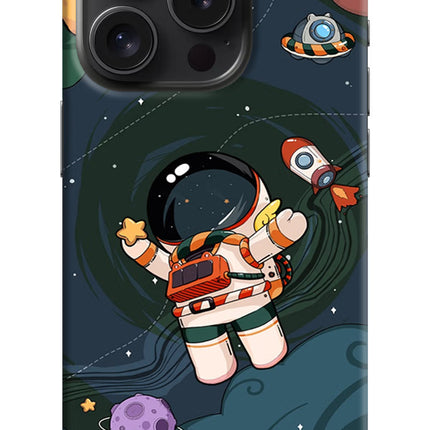 Cartoon Astronaut iPhone 15 Pro Hard Case Back Cover by Casekaro