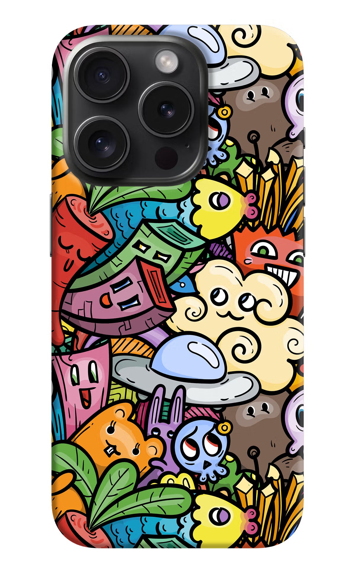 Veggie Doodle iPhone 15 Pro Hard Case Back Cover by Casekaro