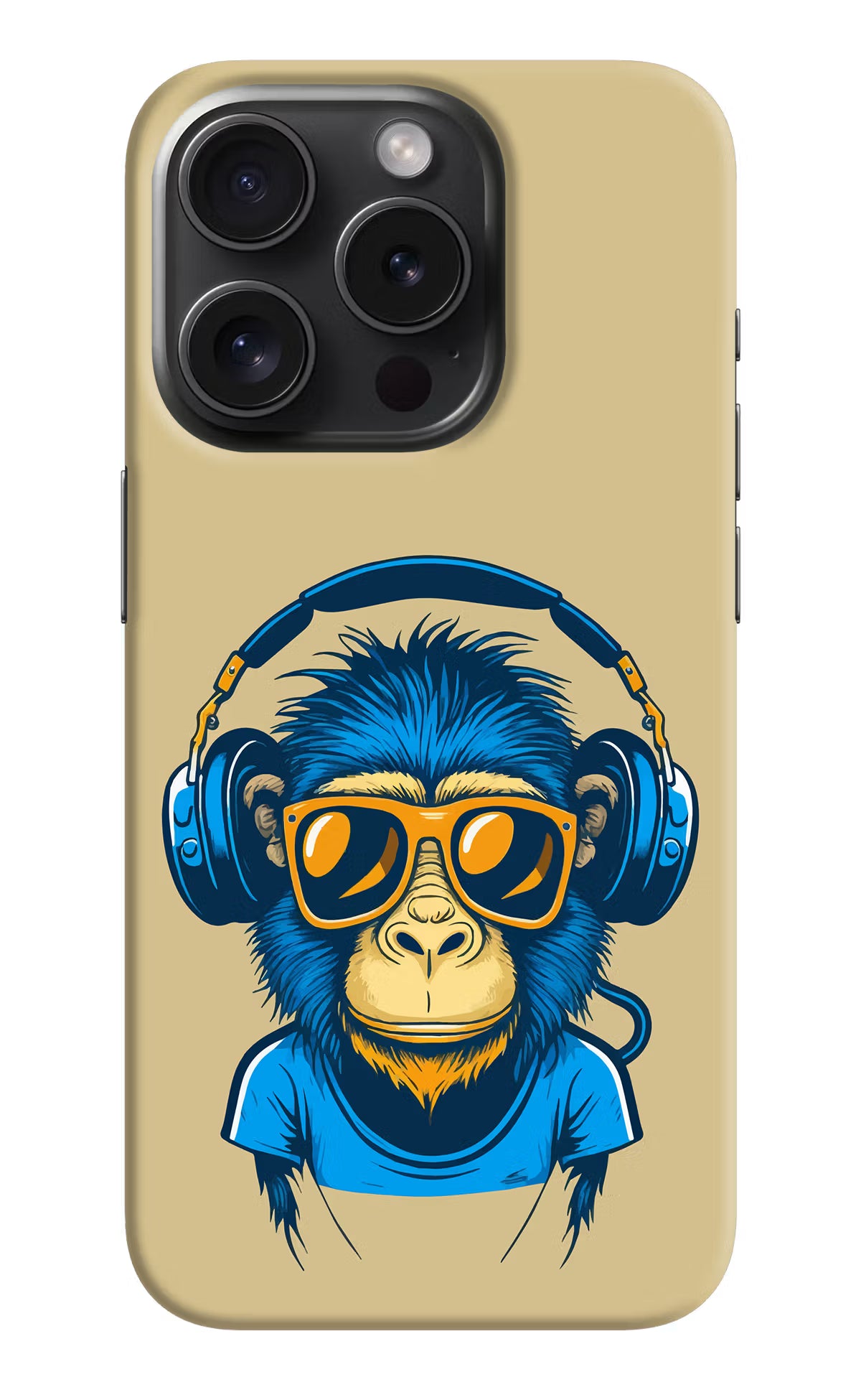 Monkey Headphone iPhone 15 Pro Hard Case Back Cover by Casekaro