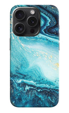 Blue Glitter Marble iPhone 15 Pro Hard Case Back Cover by Casekaro