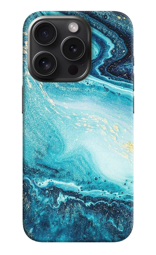 Blue Glitter Marble iPhone 15 Pro Hard Case Back Cover by Casekaro