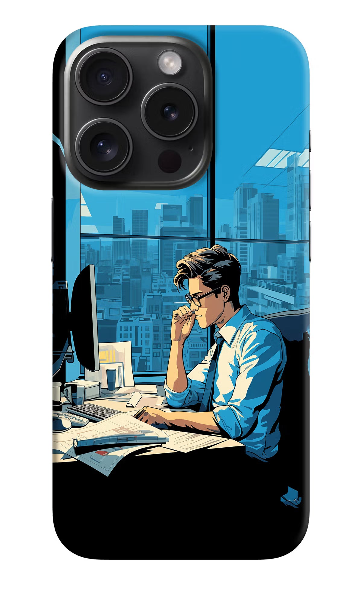 Focused Hustler (AI Generated) iPhone 15 Pro Hard Case Back Cover by Casekaro