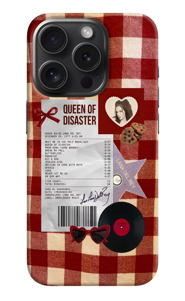 Queen of Disaster iPhone 15 Pro Hard Case Back Cover by Casekaro