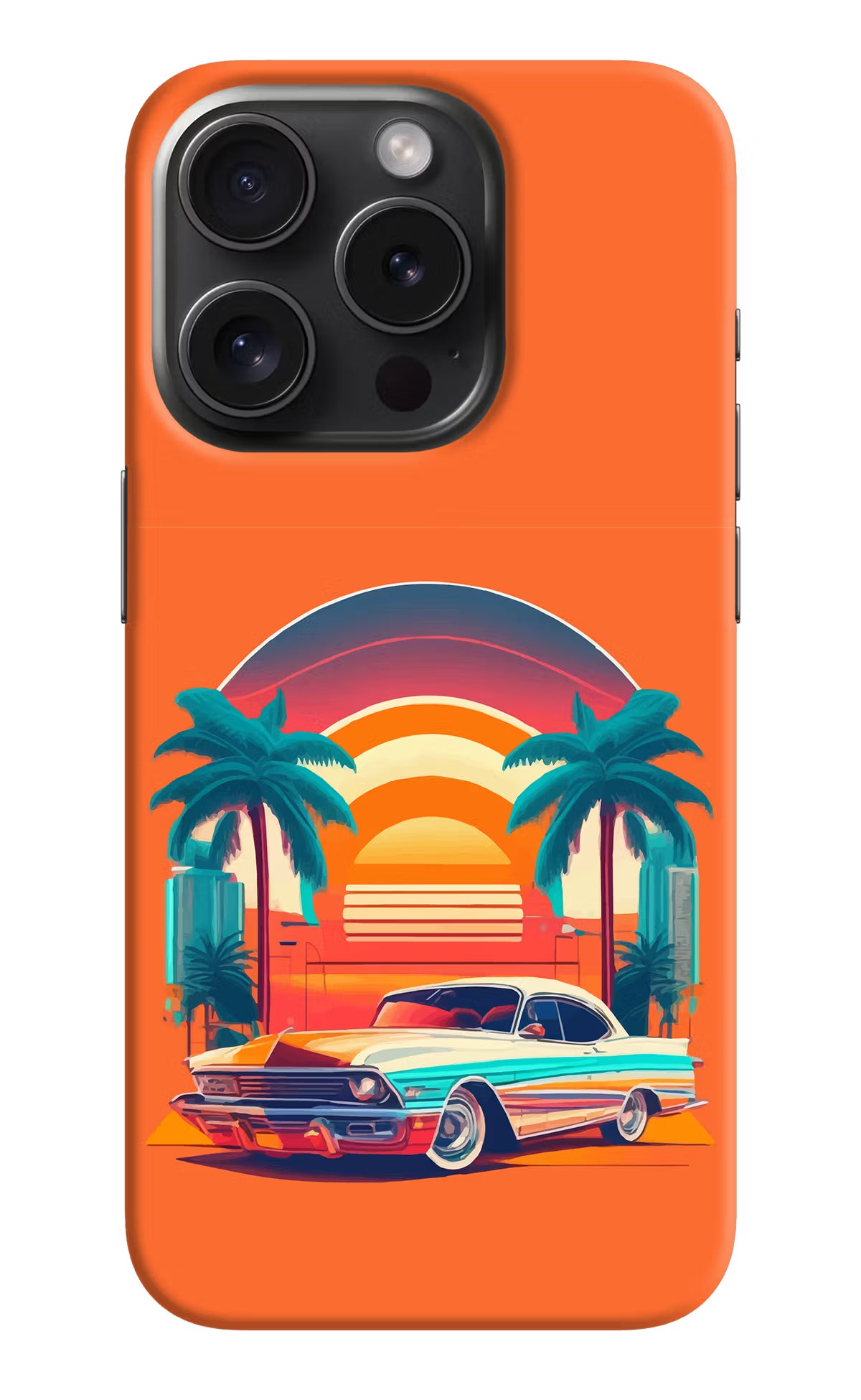Palm Drive 80s iPhone 15 Pro Hard Case Back Cover by Casekaro