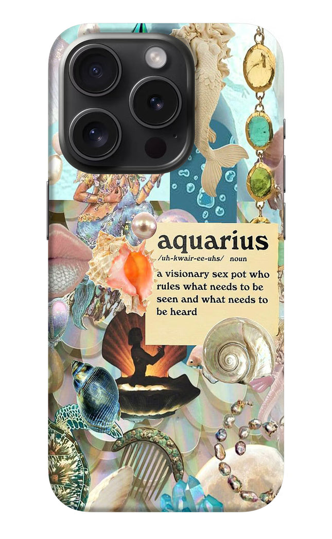 Aquarius Zodiac iPhone 15 Pro Hard Case Back Cover by Casekaro