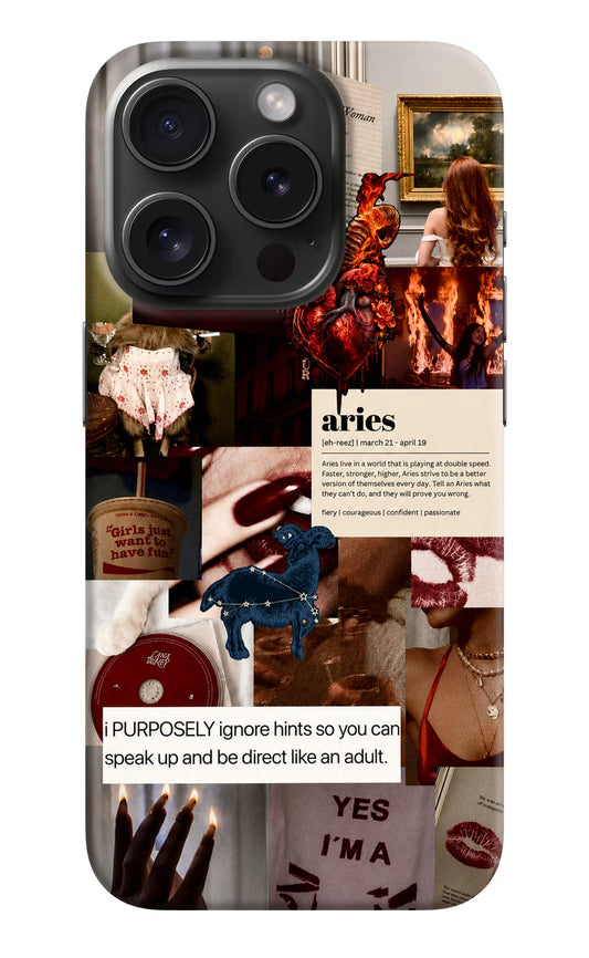 Zodiac Aries iPhone 15 Pro Hard Case Back Cover by Casekaro