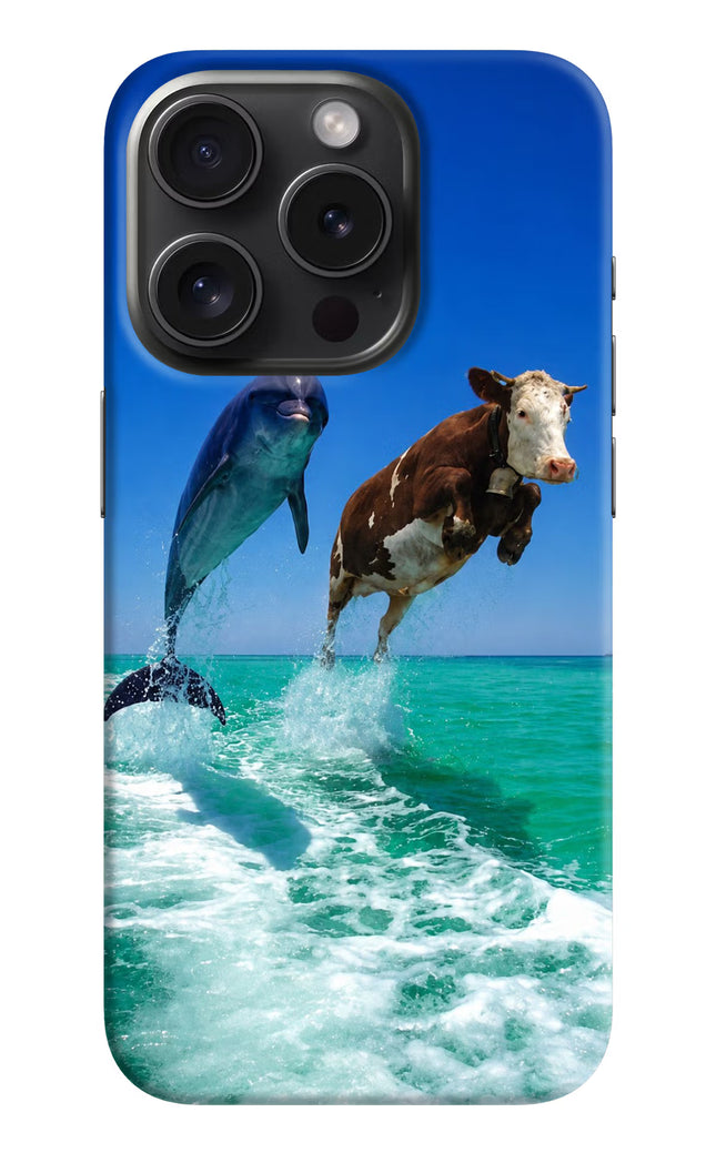 Dolphin vs Cow iPhone 15 Pro Hard Case Back Cover by Casekaro