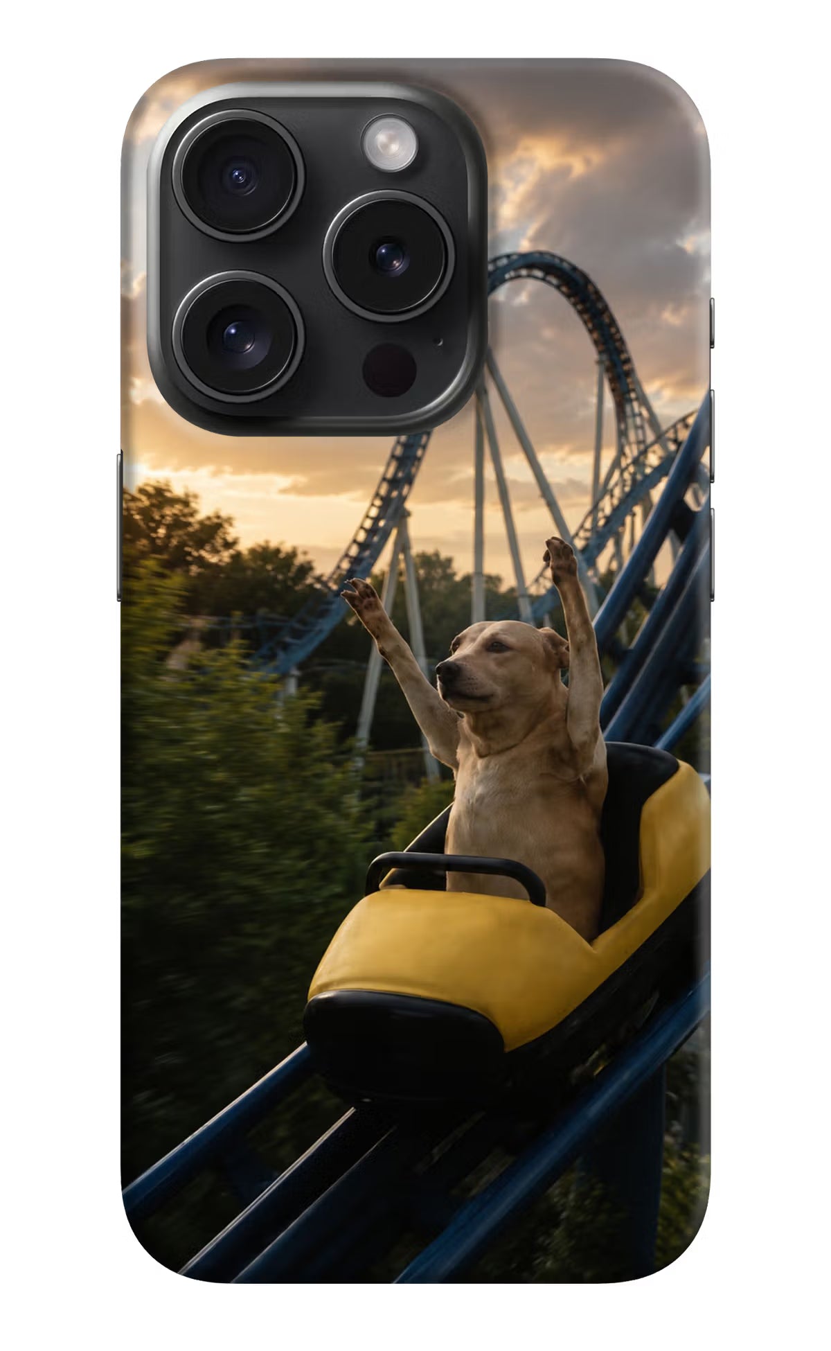 Rollercoaster Dog iPhone 15 Pro Back Cover