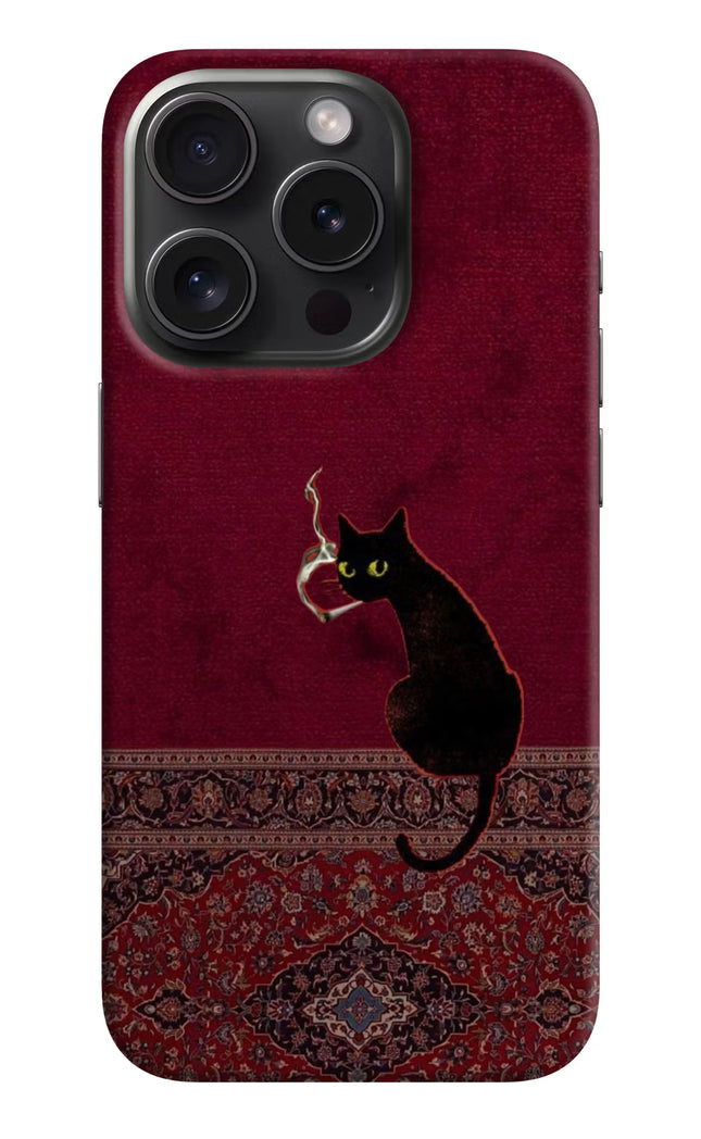 Midnight Cat iPhone 15 Pro Hard Case Back Cover by Casekaro