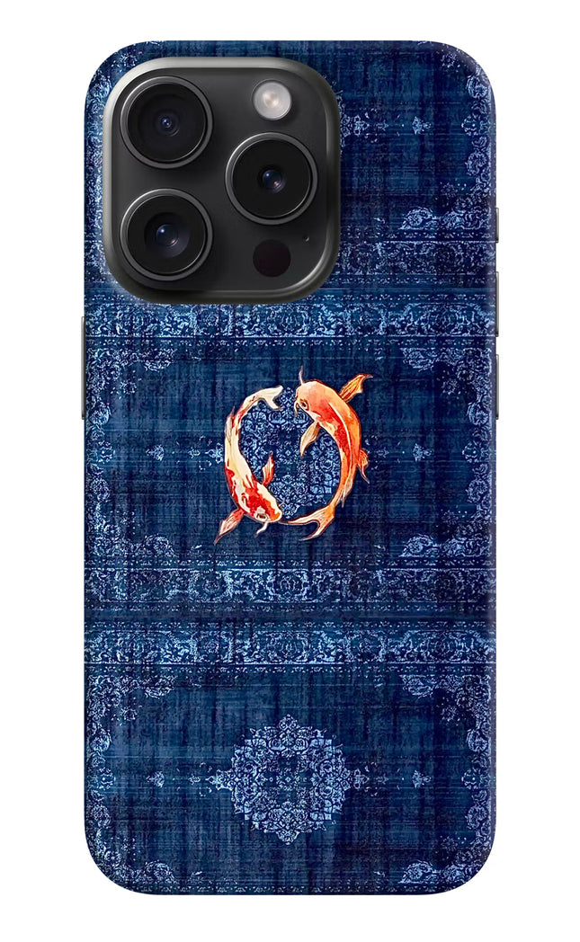 Koi Blue iPhone 15 Pro Hard Case Back Cover by Casekaro