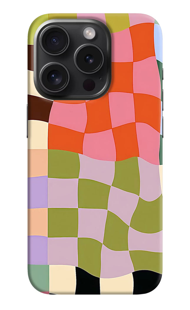 Wavy Grid iPhone 15 Pro Hard Case Back Cover by Casekaro
