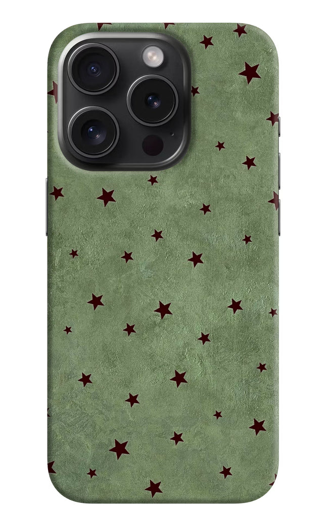 Green Stars iPhone 15 Pro Hard Case Back Cover by Casekaro