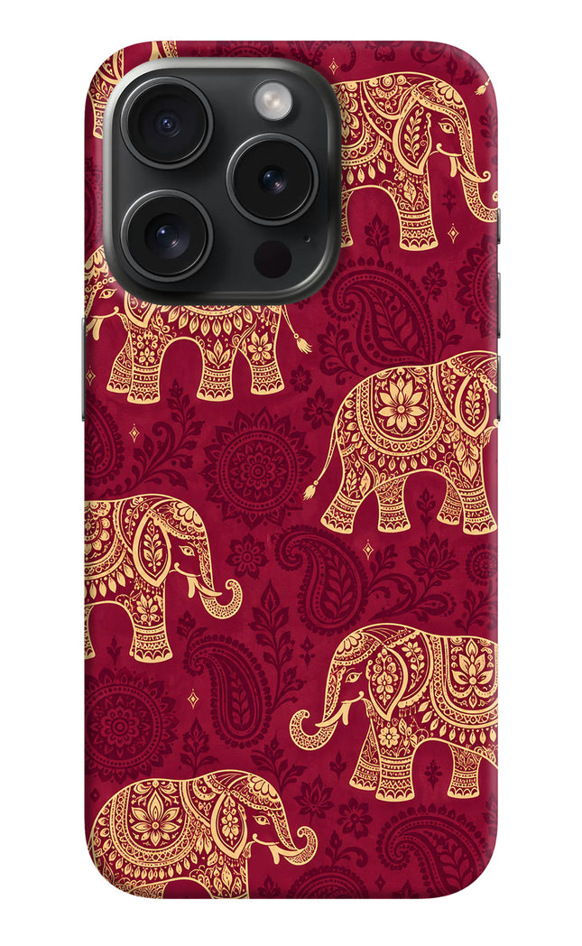 Maroon Elephant iPhone 15 Pro Hard Case Back Cover by Casekaro