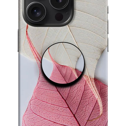 White Pink Leaf iPhone 15 Pro Pop Case by Casekaro