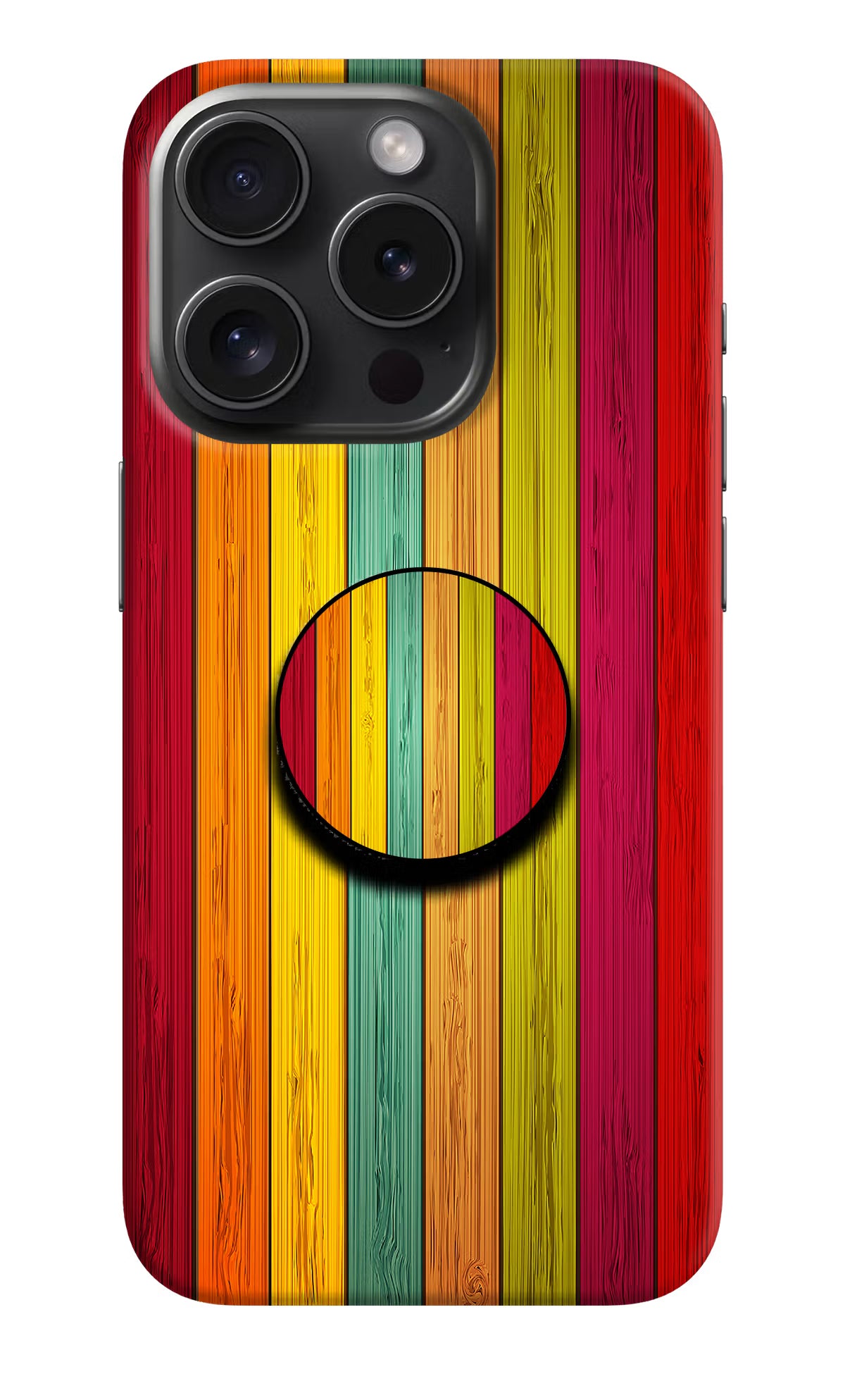 Multicolor Wooden iPhone 15 Pro Pop Case by Casekaro