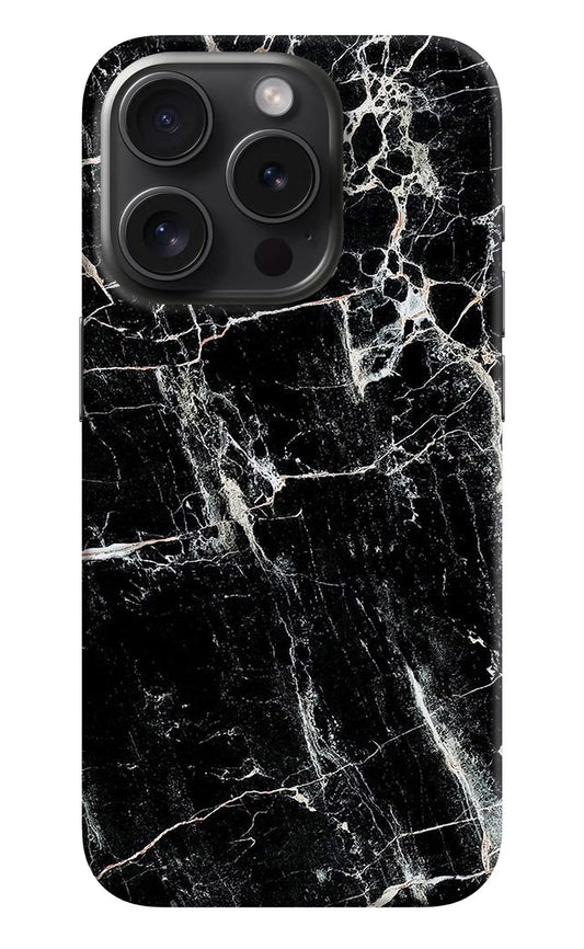 Black Marble Texture iPhone 15 Pro Max Hard Case Back Cover by Casekaro