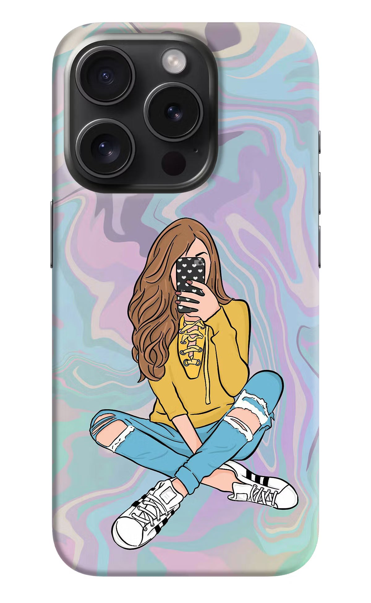 Selfie Girl iPhone 15 Pro Max Hard Case Back Cover by Casekaro