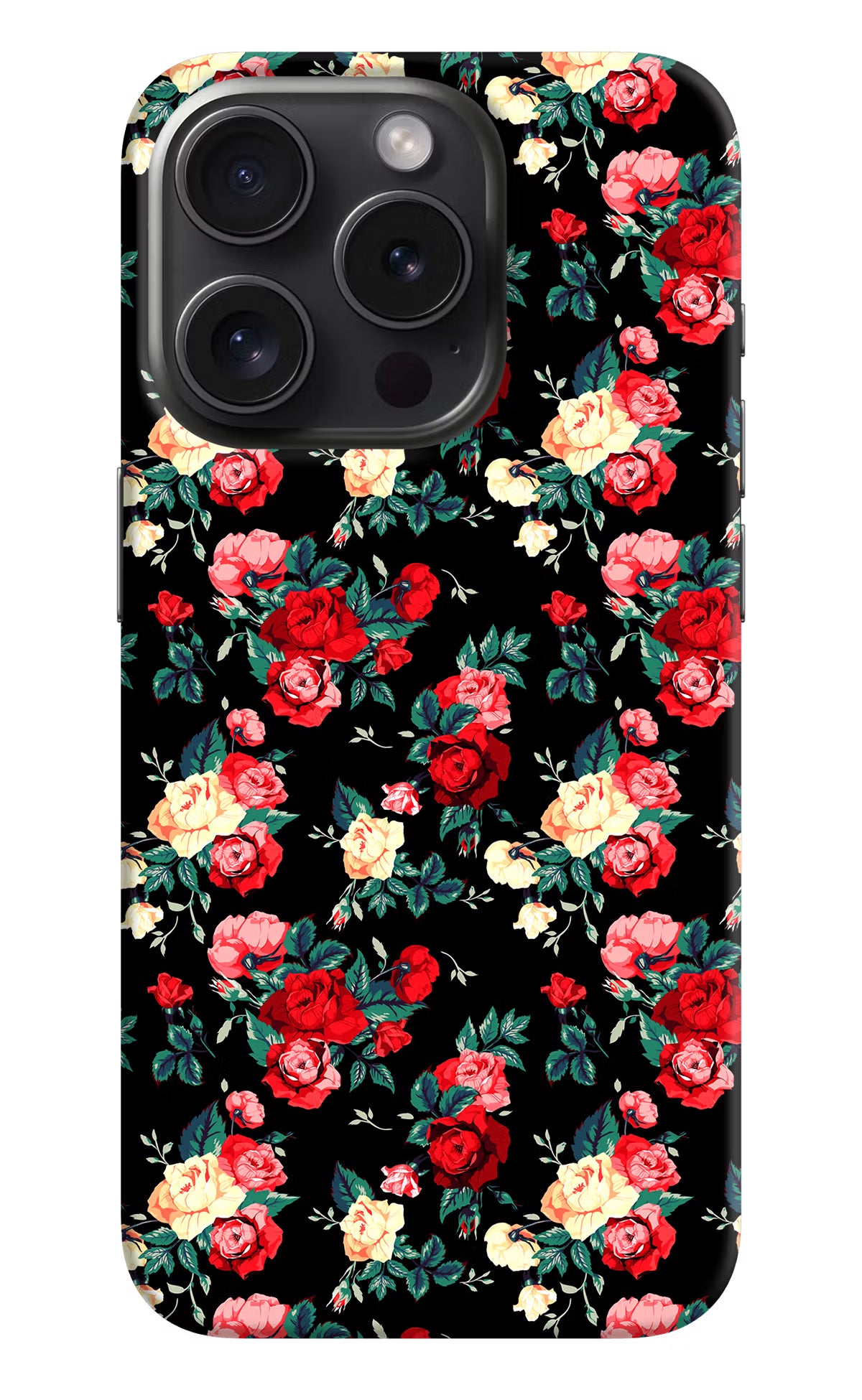 Rose Pattern iPhone 15 Pro Max Hard Case Back Cover by Casekaro