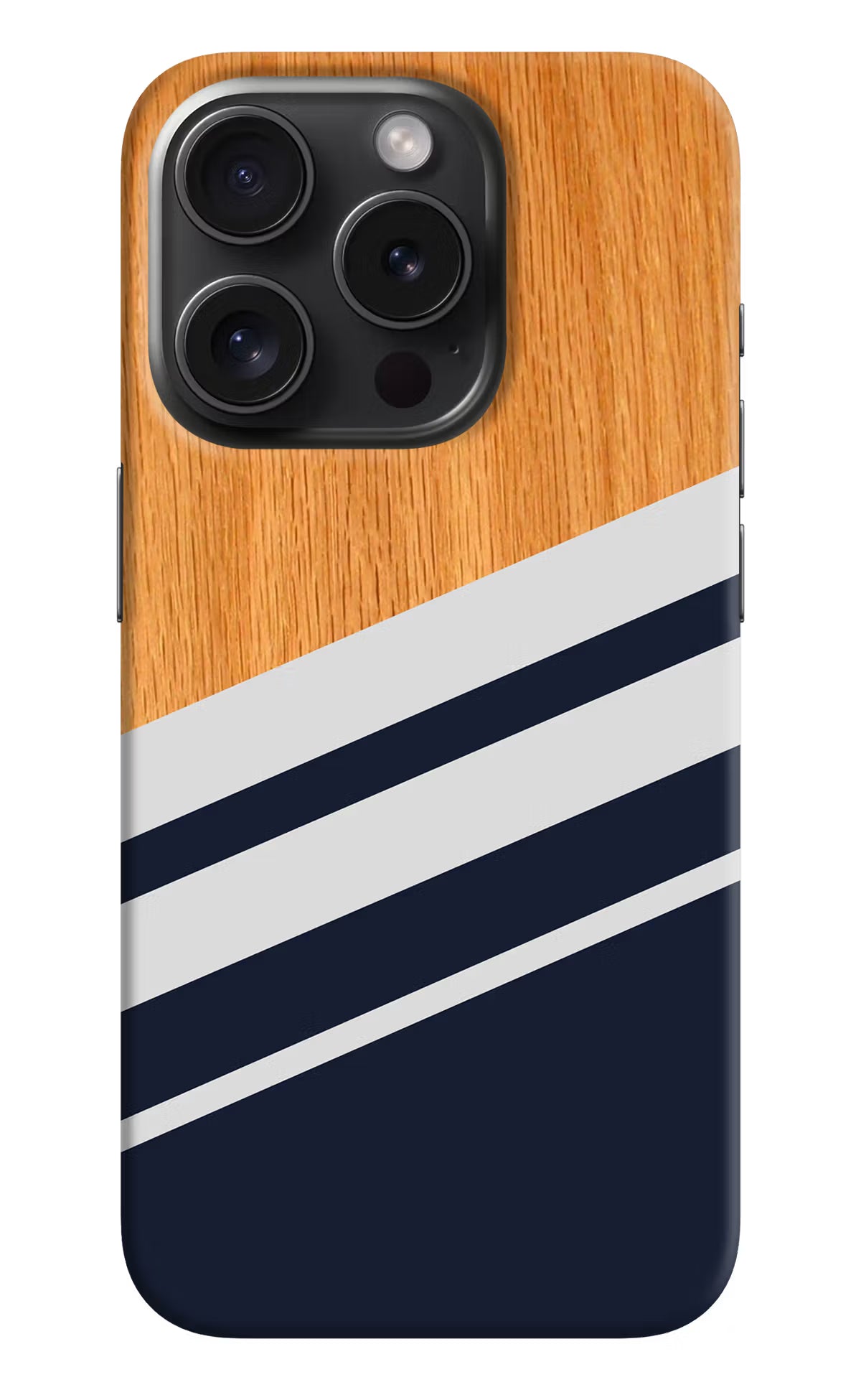 Blue and white wooden iPhone 15 Pro Max Hard Case Back Cover by Casekaro