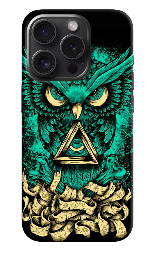 Green Owl iPhone 15 Pro Max Hard Case Back Cover by Casekaro