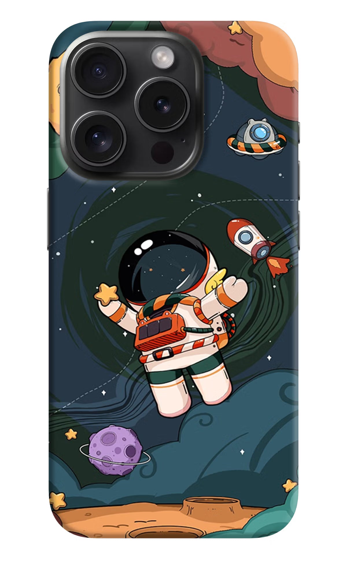 Cartoon Astronaut iPhone 15 Pro Max Hard Case Back Cover by Casekaro