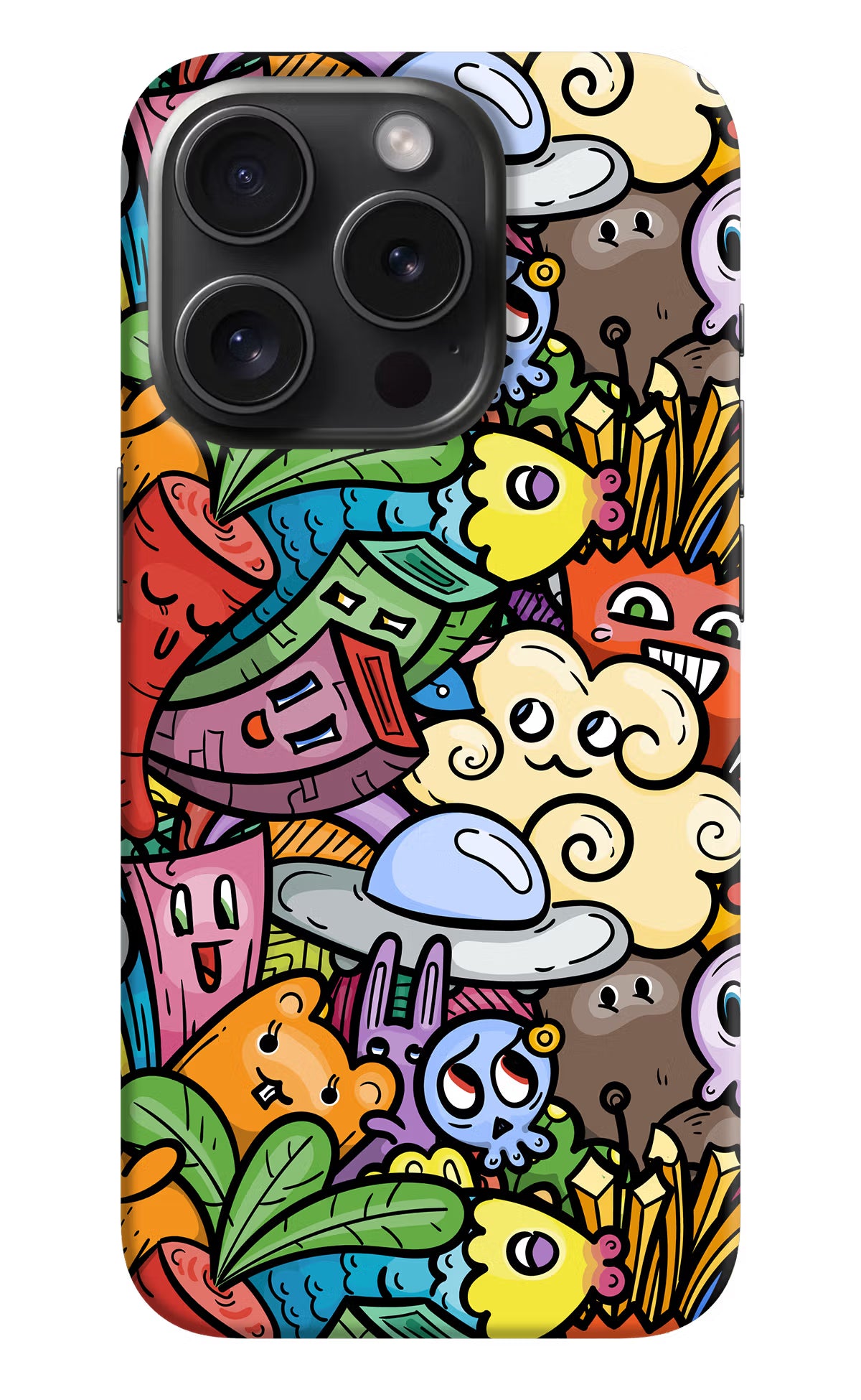 Veggie Doodle iPhone 15 Pro Max Hard Case Back Cover by Casekaro