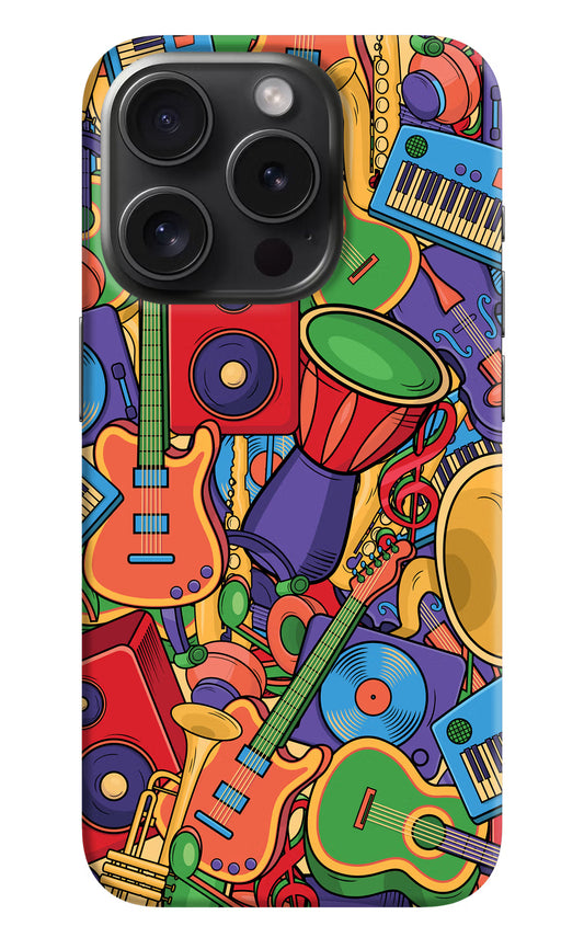 Music Instrument Doodle iPhone 15 Pro Max Hard Case Back Cover by Casekaro