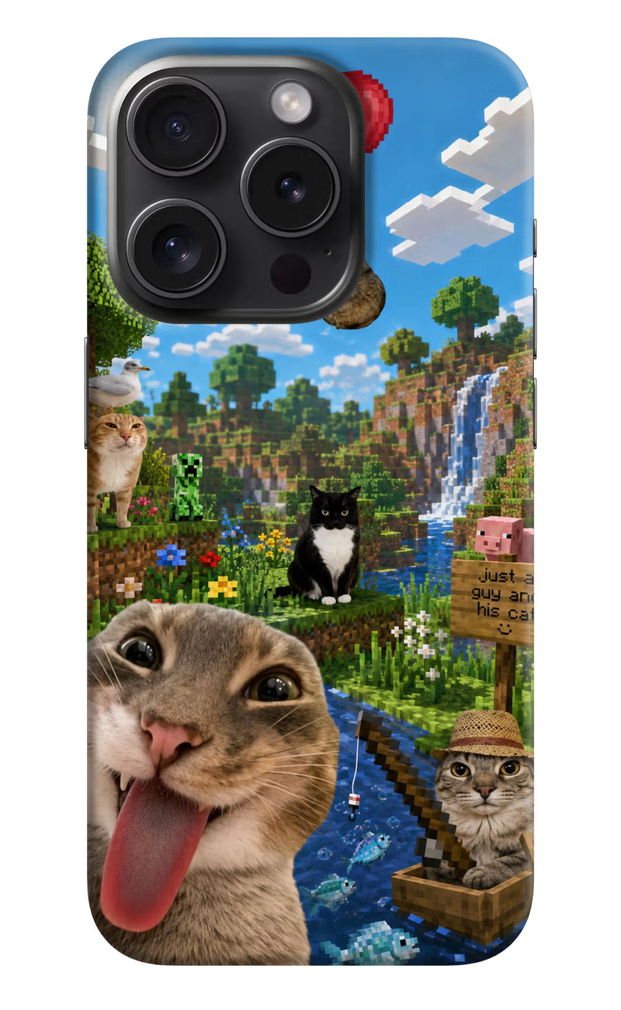 Minecraft Cat Chaos iPhone 15 Pro Max Back Cover, Hard case
