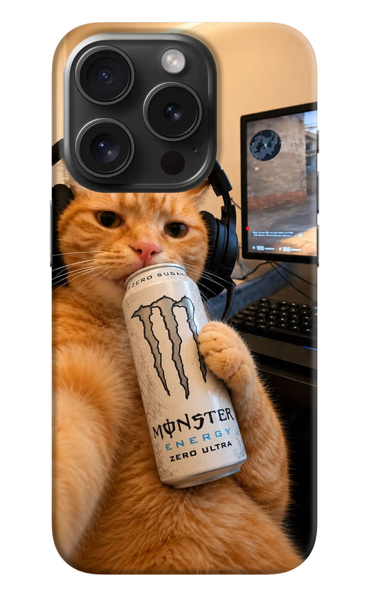 Gamer Cat Energy iPhone 15 Pro Max Hard Case Back Cover by Casekaro