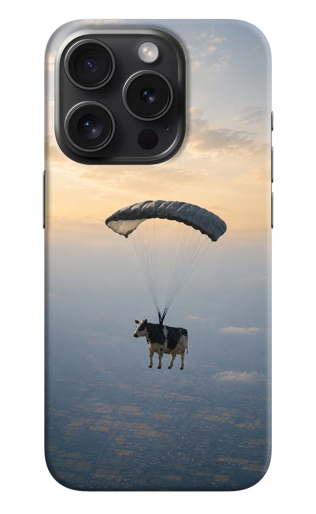 Skydiving Cow iPhone 15 Pro Max Hard Case Back Cover by Casekaro