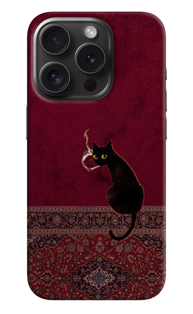 Midnight Cat iPhone 15 Pro Max Hard Case Back Cover by Casekaro