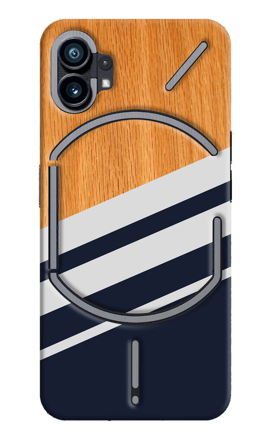 Blue and white wooden Nothing Phone 1 Hard Case Back Cover by Casekaro