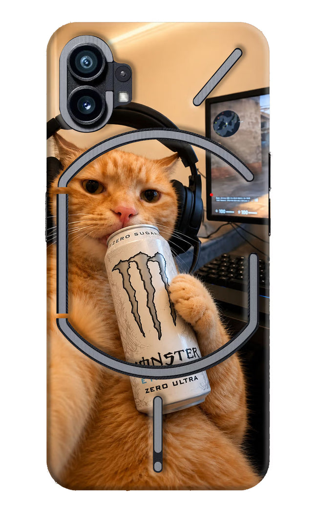 Gamer Cat Energy Nothing Phone 1 Hard Case Back Cover by Casekaro