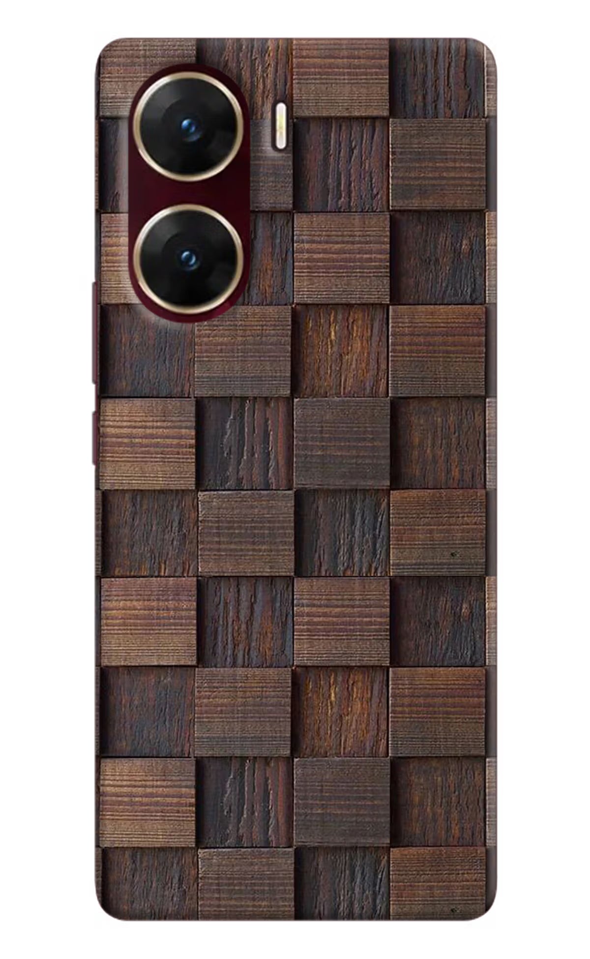 Wooden Cube Design Vivo V29E Hard Case Back Cover by Casekaro