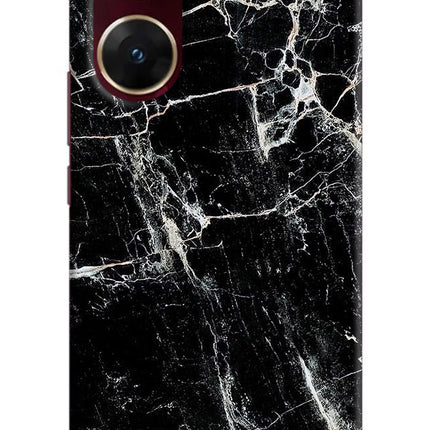 Black Marble Texture Vivo V29E Hard Case Back Cover by Casekaro