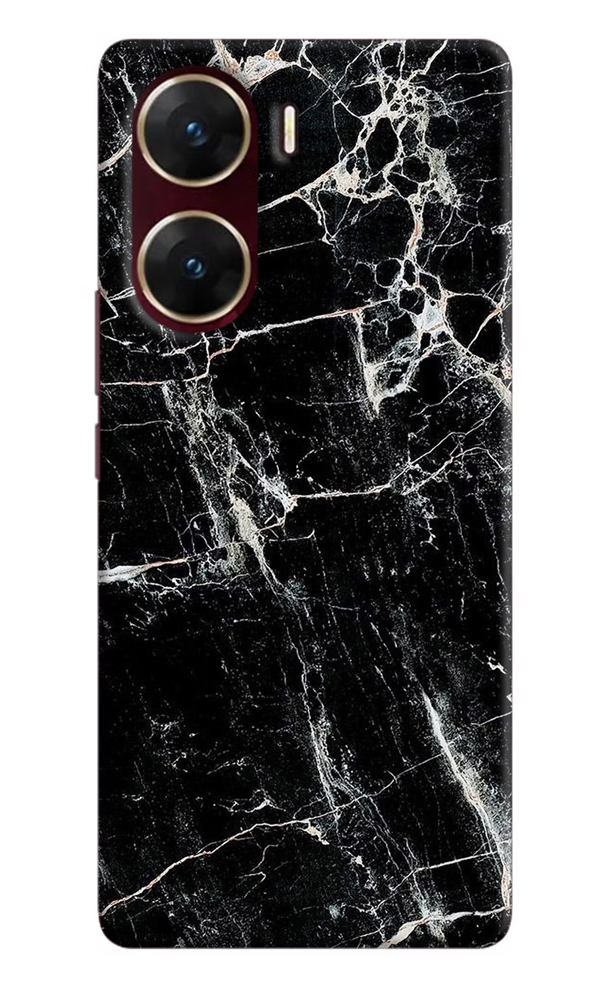 Black Marble Texture Vivo V29E Hard Case Back Cover by Casekaro